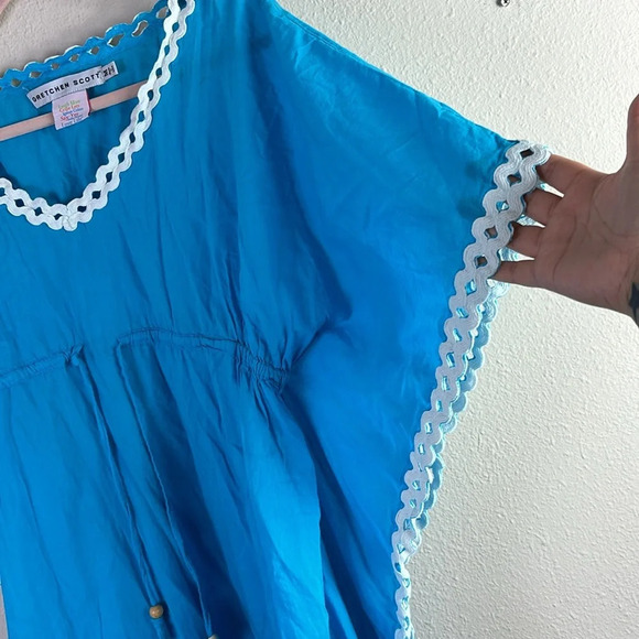 Gretchen Scott Blue Tunic Mini Beach Dress Swimsuit Coverup Size M - Picture 5 of 9